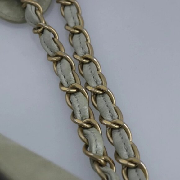 CHANEL Chain Shoulder Bag Leather 2way Gray Gold CC Auth 96778 - Picture 11 of 16